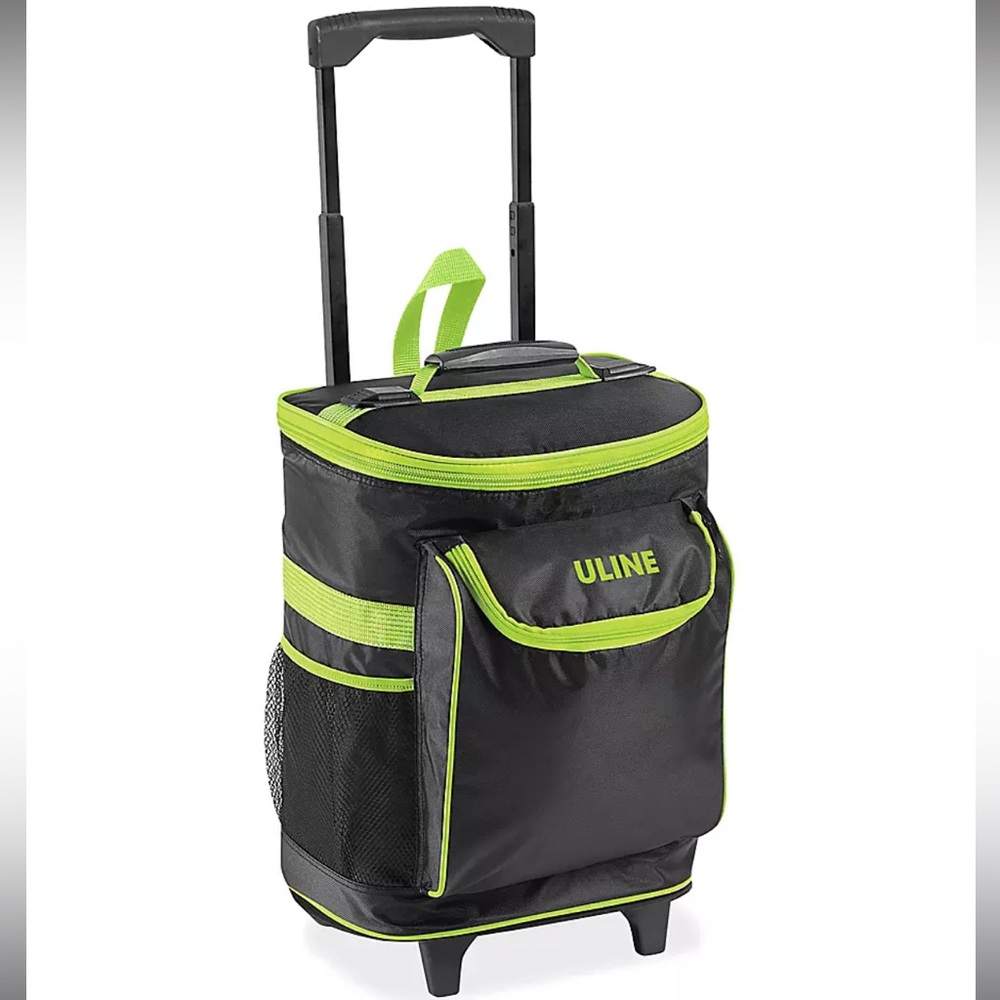 ULINE S-23879 Black & Lime Rolling Cooler